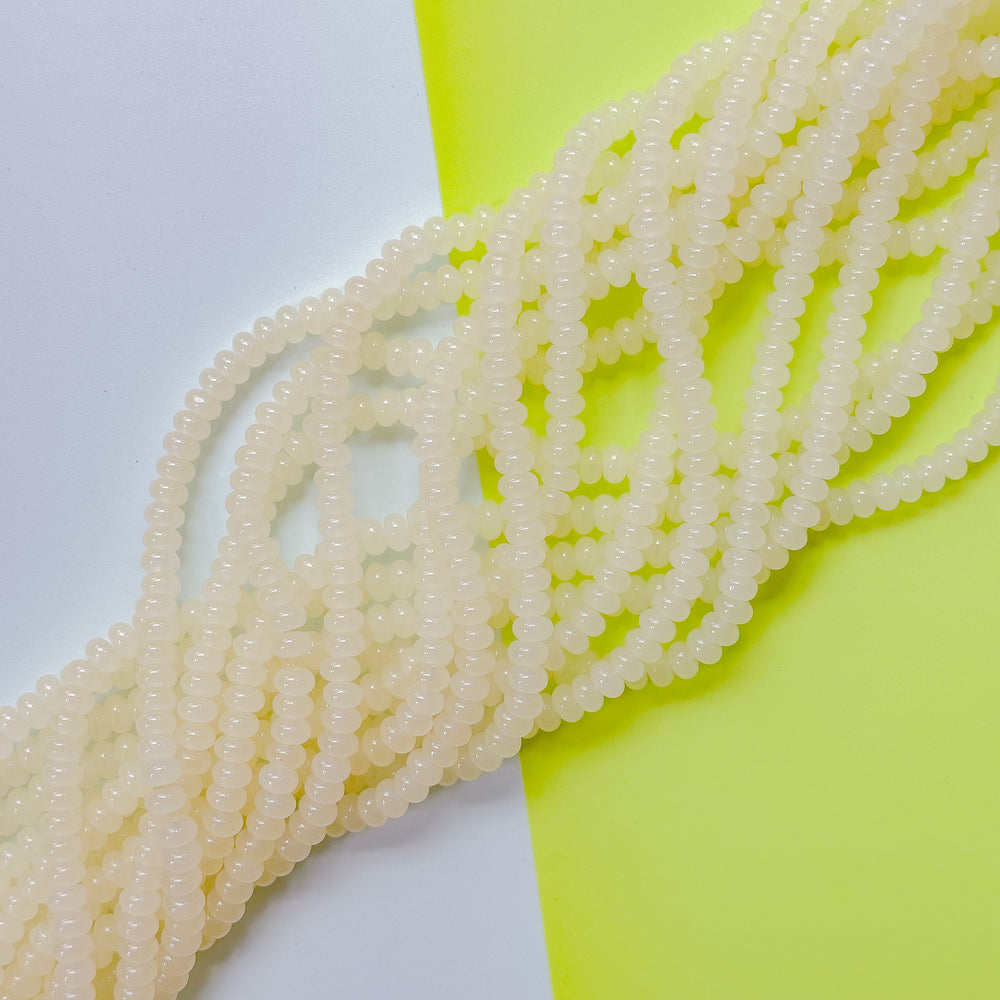 8mm Opal White Glass Rondelle Strand
