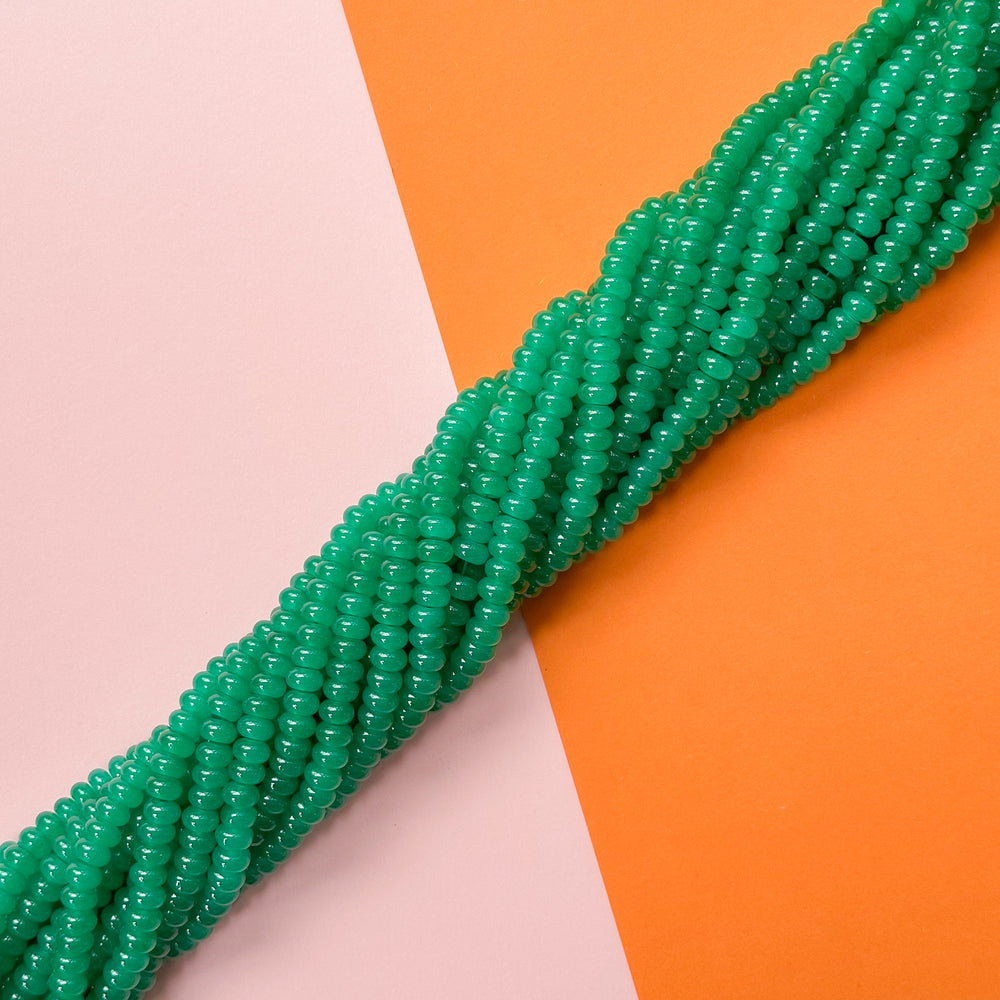 8mm Emerald Green Glass Rondelle Strand