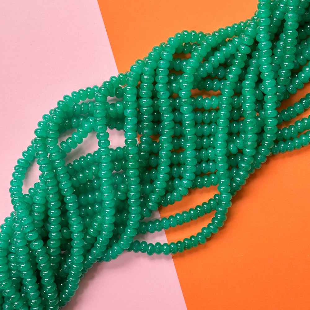 8mm Emerald Green Glass Rondelle Strand