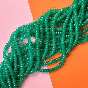 8mm Emerald Green Glass Rondelle Strand