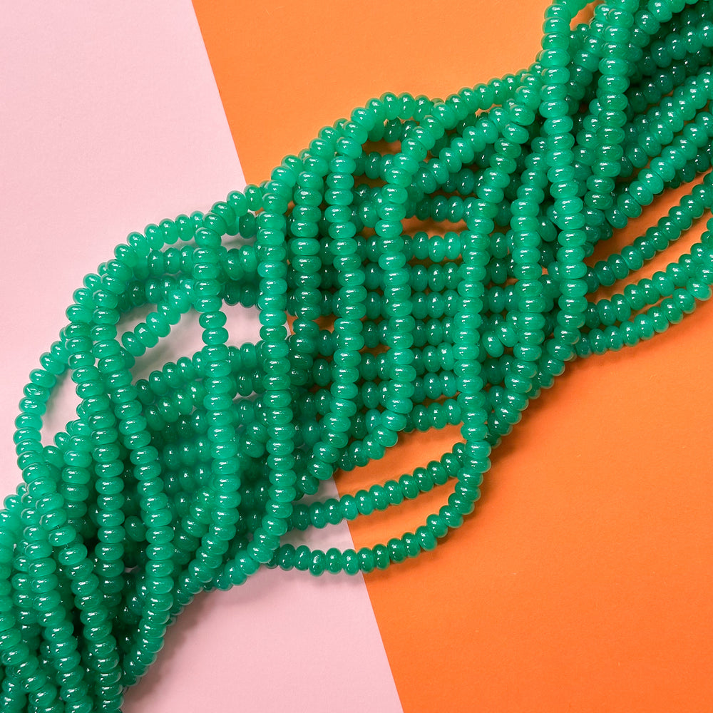 8mm Emerald Green Glass Rondelle Strand