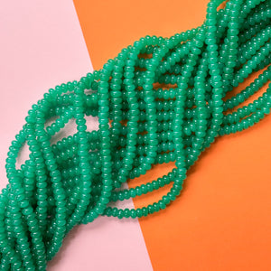 8mm Emerald Green Glass Rondelle Strand