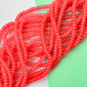 8mm Neon Hibiscus Glass Rondelle Strand