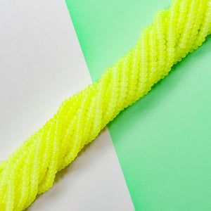 8mm Neon Yellow Glass Rondelle Strand