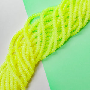 8mm Neon Yellow Glass Rondelle Strand