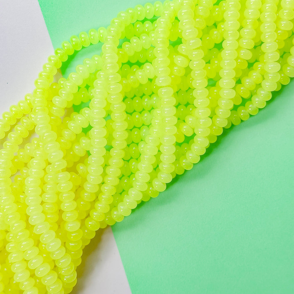 8mm Neon Yellow Glass Rondelle Strand