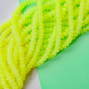8mm Neon Yellow Glass Rondelle Strand
