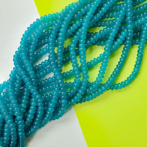 8mm Peacock Teal Glass Rondelle Strand
