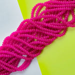 8mm Neon Berry Glass Rondelle Strand
