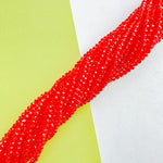 4mm Translucent Red Faceted Crystal Rondelle Strand