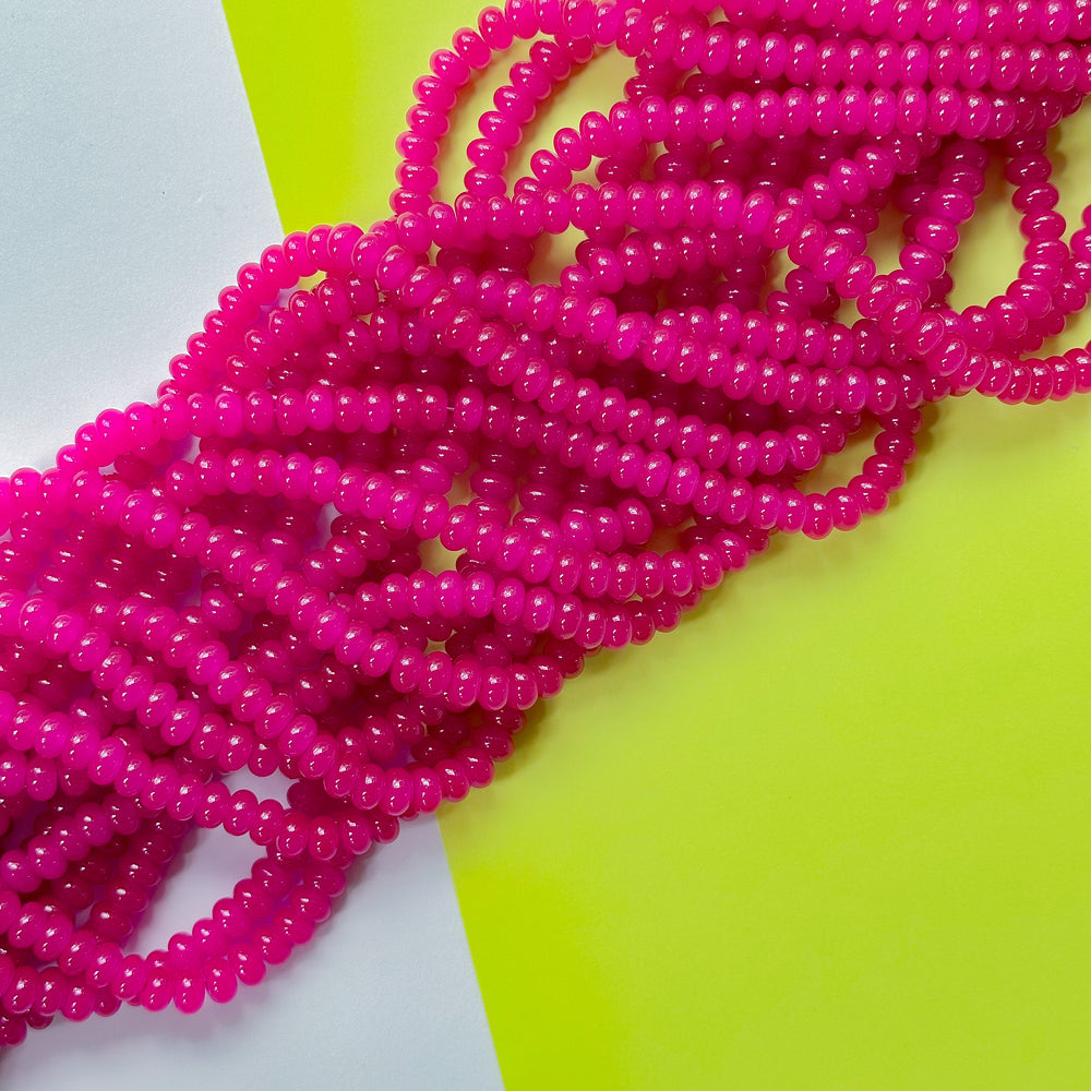 8mm Neon Berry Glass Rondelle Strand