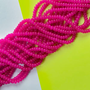 8mm Neon Berry Glass Rondelle Strand