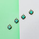 25mm Turquoise Cabachon Silver Heart Charm