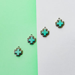 25mm Turquoise Cabachon Silver Heart Charm