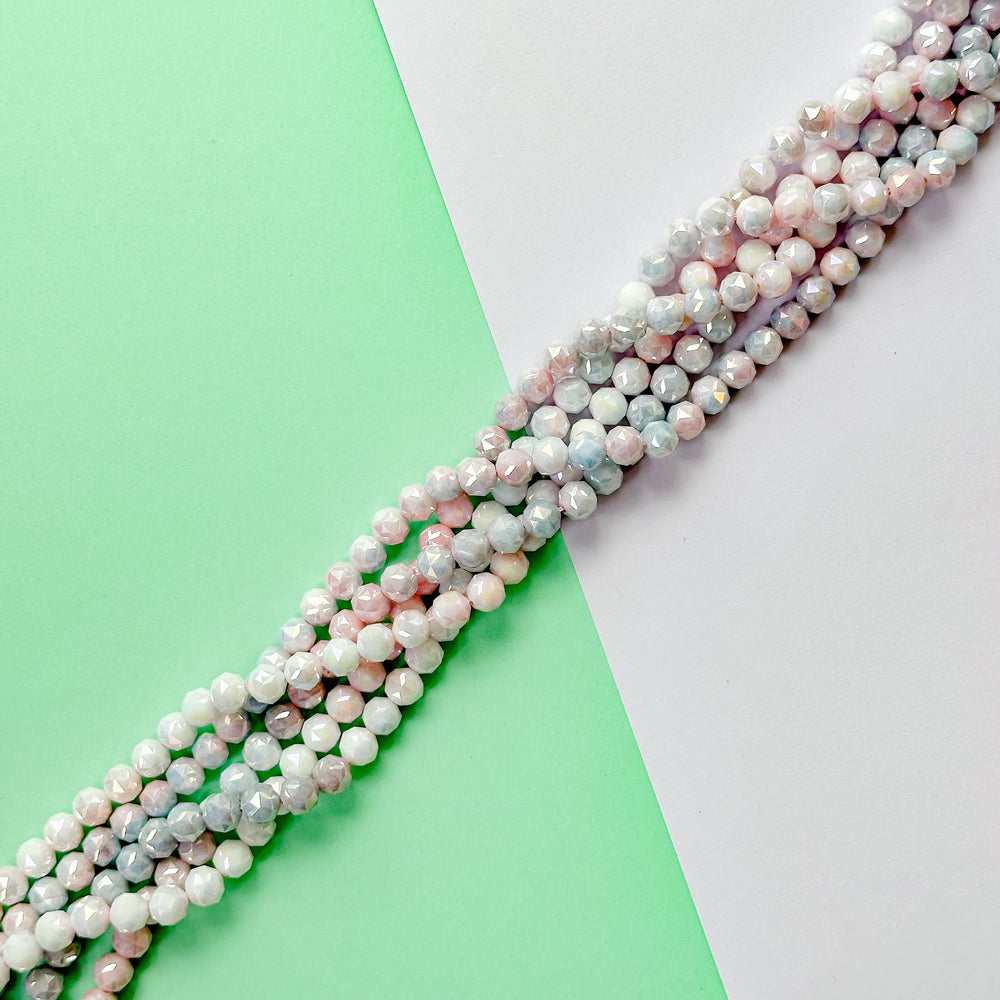 8mm Hex Cut Sugar Swirl Crystal Round Strand