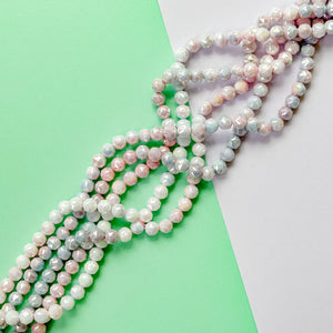8mm Hex Cut Sugar Swirl Crystal Round Strand