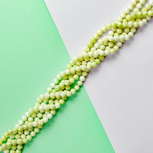 8mm Hex Cut Mint Swirl Crystal Round Strand