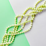 8mm Hex Cut Mint Swirl Crystal Round Strand
