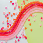 8mm Pink Pop Smooth Glass Rondelle 5 Strand Bundle