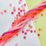 8mm Pink Pop Smooth Glass Rondelle 5 Strand Bundle