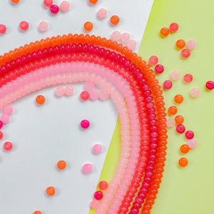 8mm Pink Pop Smooth Glass Rondelle 5 Strand Bundle