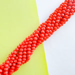 8mm Neon Red Faceted Crystal Rondelle Strand