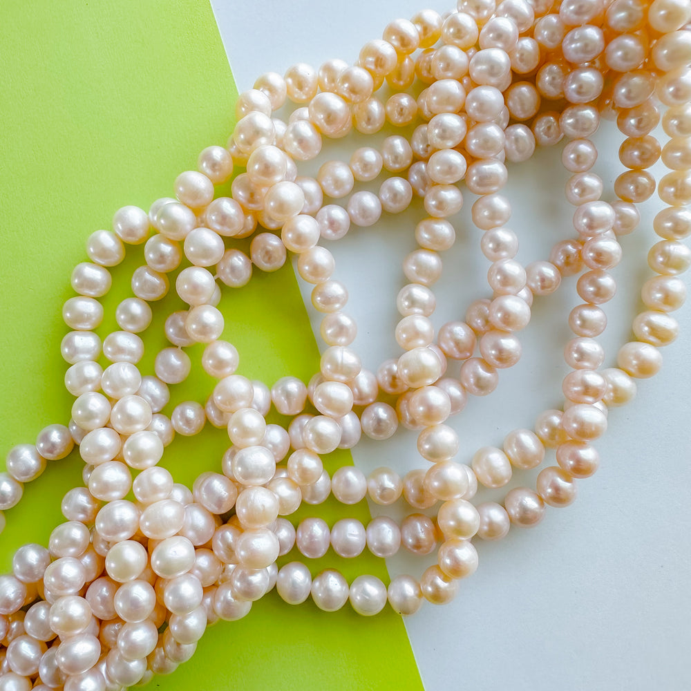 8mm Warm Tone Freshwater Pearl Round Strand