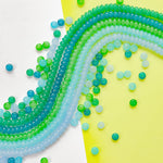8mm Green Mist Smooth Glass Rondelle 5 Strand Bundle