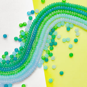 8mm Green Mist Smooth Glass Rondelle 5 Strand Bundle