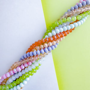 8mm Faceted Crystal Rondelle Rainbow Bouquet 8 Strand Bundle