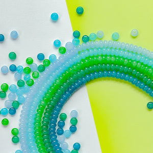 8mm Green Mist Smooth Glass Rondelle 5 Strand Bundle