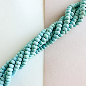 8mm Smooth Matte Turquoise Howlite Rondelle Strand