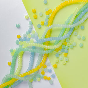 8mm Lemon Splash Smooth Glass Rondelle 5 Strand Bundle
