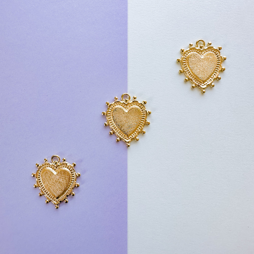 32mm Satin Gold Heart Charm