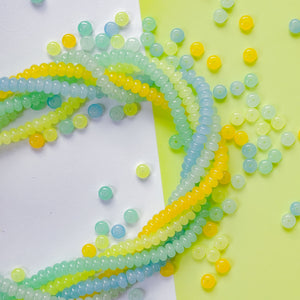 8mm Lemon Splash Smooth Glass Rondelle 5 Strand Bundle