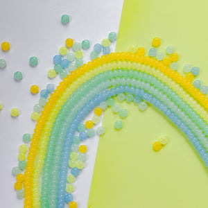8mm Lemon Splash Smooth Glass Rondelle 5 Strand Bundle