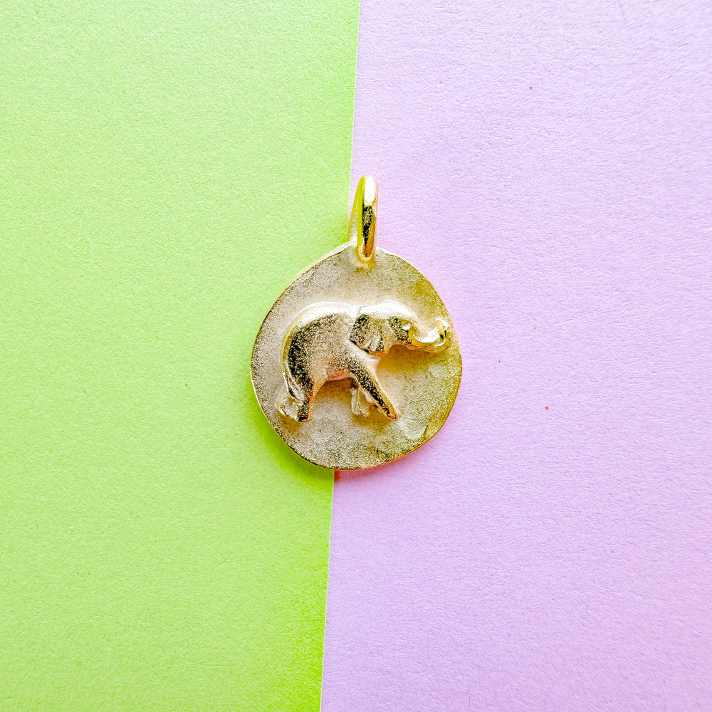 18mm Satin Gold Lucky Elephant Charm