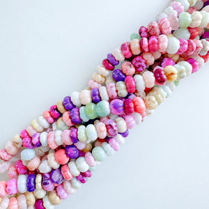 9mm Candy Rainbow Dyed Opal Carved Melon Strand