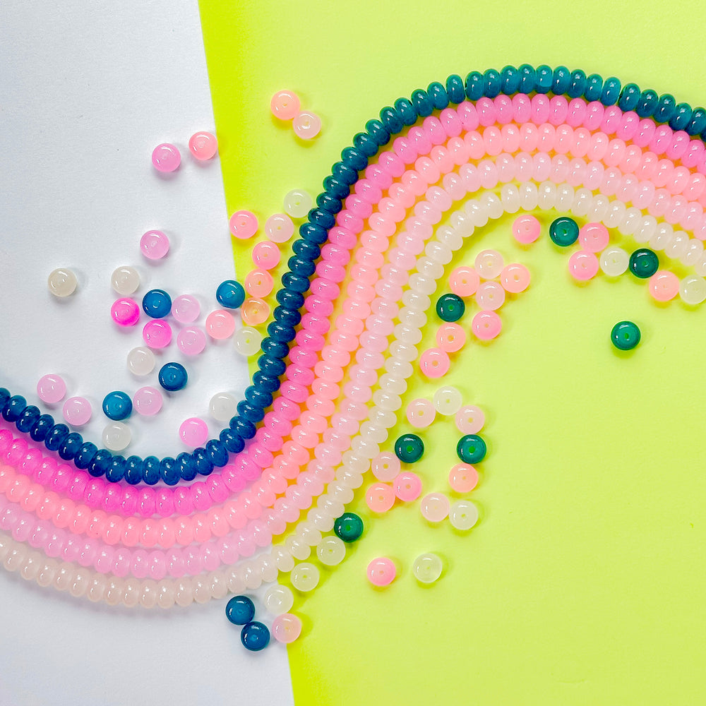 8mm Capri Mix Smooth Glass Rondelle 5 Strand Bundle