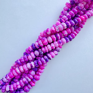 9mm Bright Purple Dyed Opal Carved Melon Strand