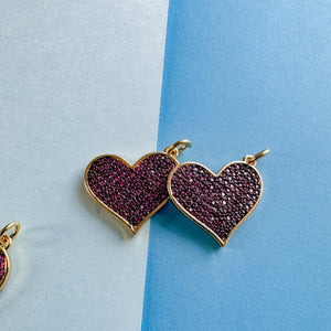 18mm Pave Gold Heart Charm