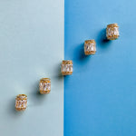 8mm Fancy Gold Pave Baguette Crystal Roller Rondelle Bead