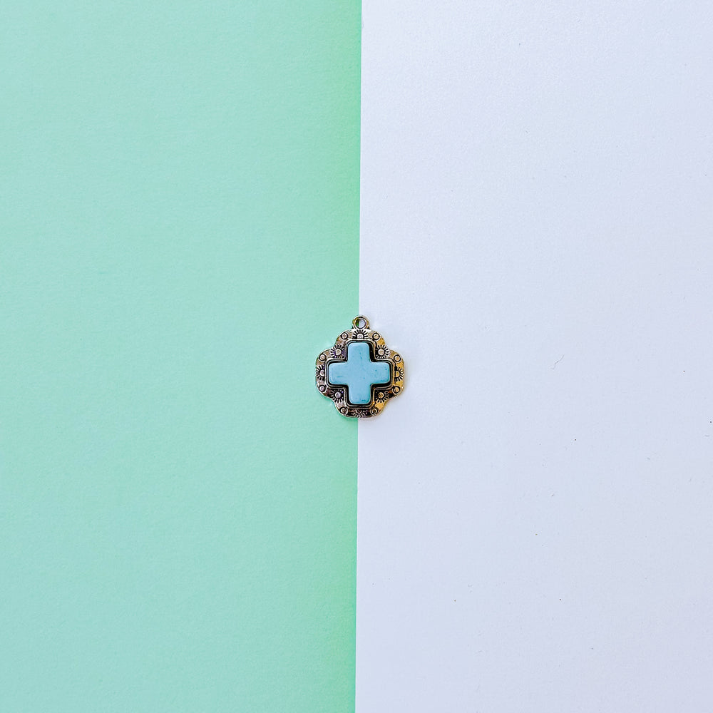 25mm Turquoise Cabachon Silver Heart Charm