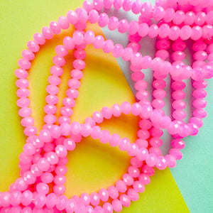 8mm Opaque Neon Pink Crystal Rondelle Strand