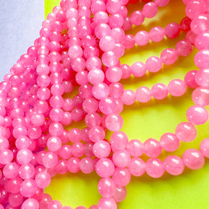 6mm Smooth Pink Dyed Jade Round Strand