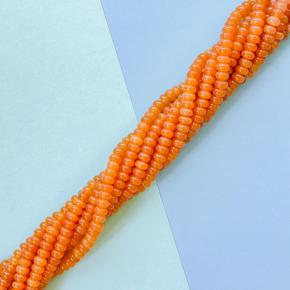 8mm Valencia Orange Smooth Dyed Jade Rondelle Strand