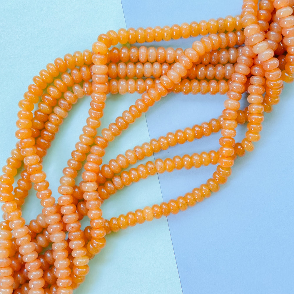 8mm Valencia Orange Smooth Dyed Jade Rondelle Strand