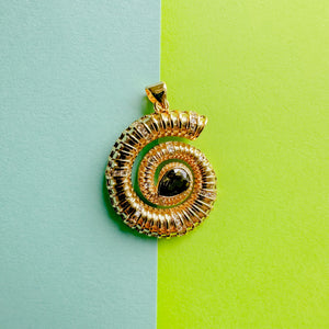 25mm Shiny Gold Pave Nautilus Spiral Charm