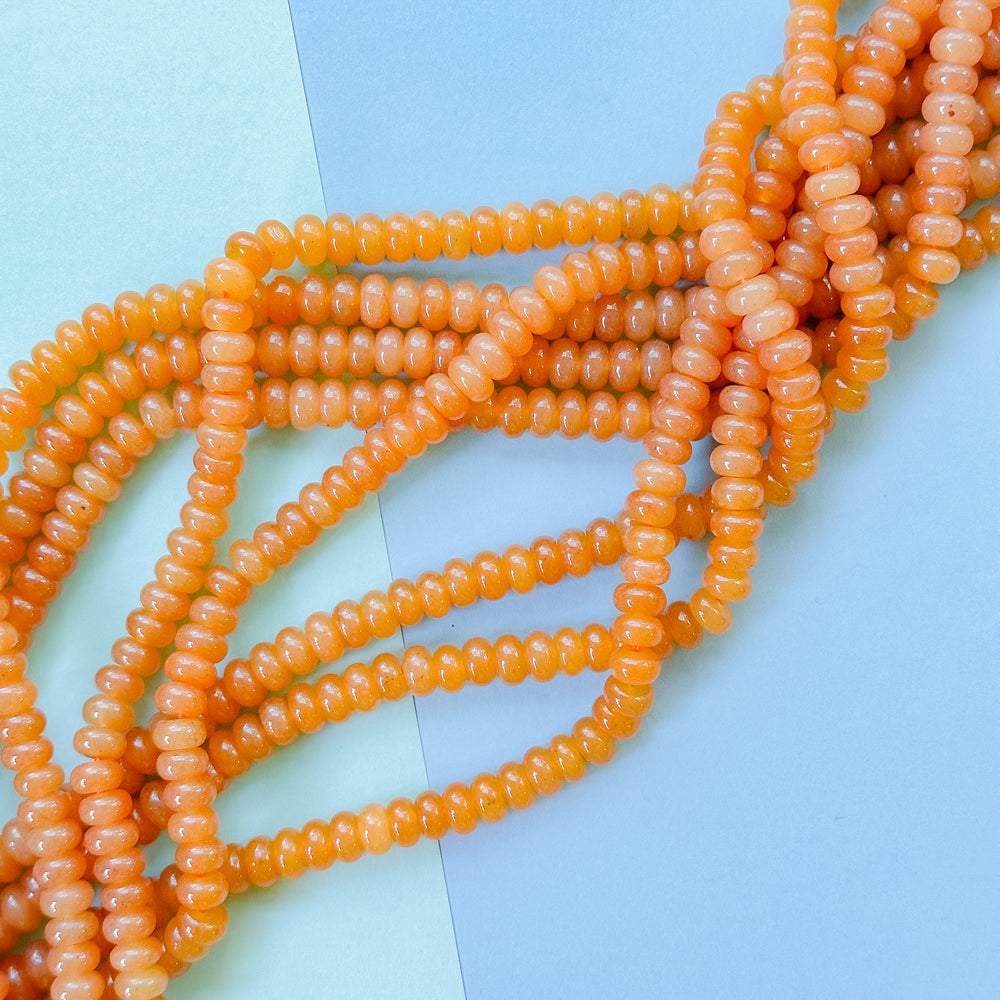 8mm Valencia Orange Smooth Dyed Jade Rondelle Strand
