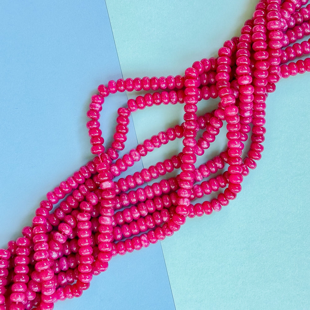 8mm Ruby Smooth Dyed Jade Rondelle Strand